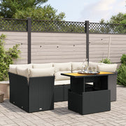 Loungeset 7-delig poly rattan zwart