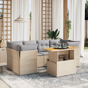 Loungeset 7-delig poly rattan beige