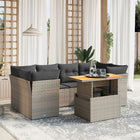 7-delige Loungeset met kussens poly rattan grijs