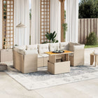 8-delige Loungeset met kussens poly rattan beige