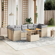 Loungeset 8-delig poly rattan beige