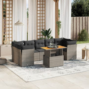 Loungeset 8-delig poly rattan grijs