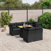 Loungeset 8-delig poly rattan zwart