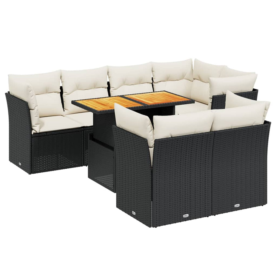 8-Delige Loungeset Met Kussens Poly Rattan Zwart