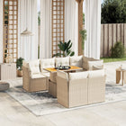 8-delige Loungeset met kussens poly rattan beige