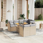 8-delige Loungeset met kussens poly rattan beige