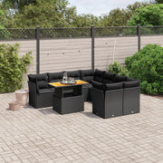 Loungeset 9-delig poly rattan zwart