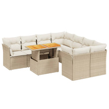 9-delige Loungeset met kussens poly rattan beige