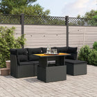 Loungeset 6-delig poly rattan zwart