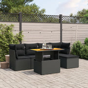 Loungeset 6-delig poly rattan zwart