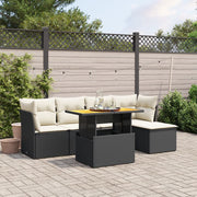Loungeset 6-delig poly rattan zwart