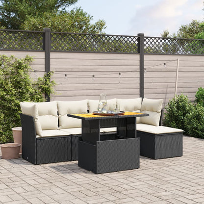 6-Delige Loungeset Met Kussens Poly Rattan Zwart