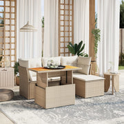 Loungeset 6-delig poly rattan beige