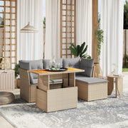 Loungeset 6-delig poly rattan beige