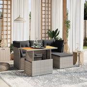 Loungeset 6-delig poly rattan grijs