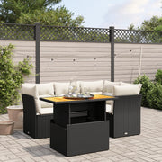 5-Piece Loungeset with Cushions Poly Rattan Black