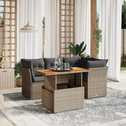 Loungeset poly rattan grijs 5-delig