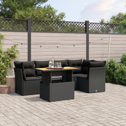Loungeset 5-delig poly rattan zwart