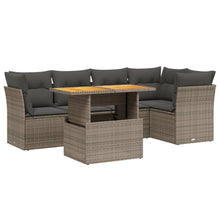5-delige Loungeset met kussens poly rattan grijs