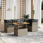 5-delige Loungeset met kussens poly rattan grijs