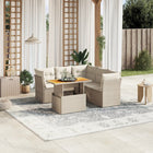 5-delige Loungeset met kussens poly rattan beige