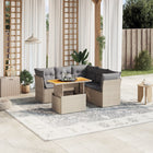 5-delige Loungeset met kussens poly rattan beige