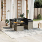 5-delige Loungeset met kussens poly rattan grijs