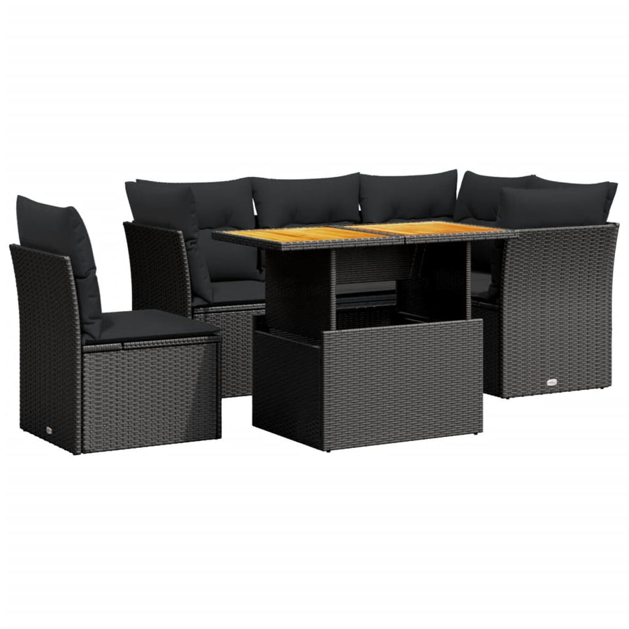 5-Delige Loungeset Met Kussens Poly Rattan Zwart