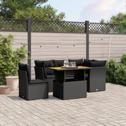 Loungeset poly rattan 5-delig zwart