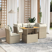 Loungeset 5-delig poly rattan beige