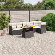 Loungeset 7-delig poly rattan zwart