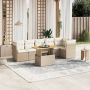 Loungeset 7-delig poly rattan beige