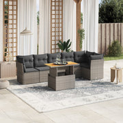 Loungeset 7-delig poly rattan grijs