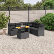 Loungeset 7-delig poly rattan zwart