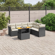 Loungeset 7-delig poly rattan zwart