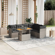 Loungeset 7-delig poly rattan grijs