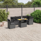 7-Delige Loungeset Met Kussens Poly Rattan Zwart