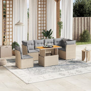 Loungeset 7-delig poly rattan beige