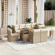 Loungeset 9-delig poly rattan beige