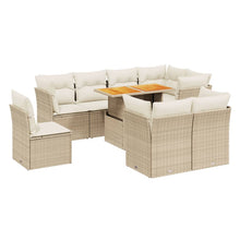 9-delige Loungeset met kussens poly rattan beige