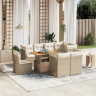 9-delige Loungeset met kussens poly rattan beige