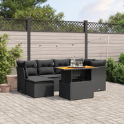 Loungeset 7-delig poly rattan zwart