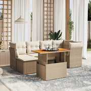 Loungeset 7-delig poly rattan beige