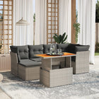 7-delige Loungeset met kussens poly rattan grijs