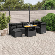 Loungeset 8-delig poly rattan zwart