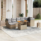 8-delige Loungeset met kussens poly rattan beige