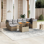 Loungeset 8-delig poly rattan beige