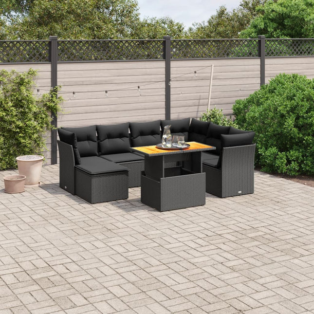 8-Delige Loungeset Met Kussens Poly Rattan Zwart