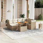 8-delige Loungeset met kussens poly rattan beige