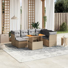 8-delige Loungeset met kussens poly rattan beige